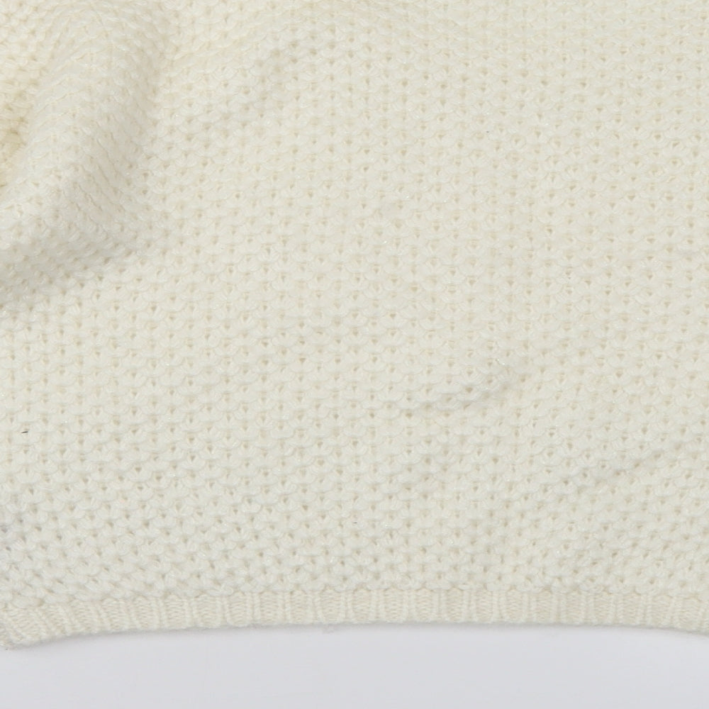 Brand and care label for Marks & Spencer girls’ white knit jumper, size 11-12, years