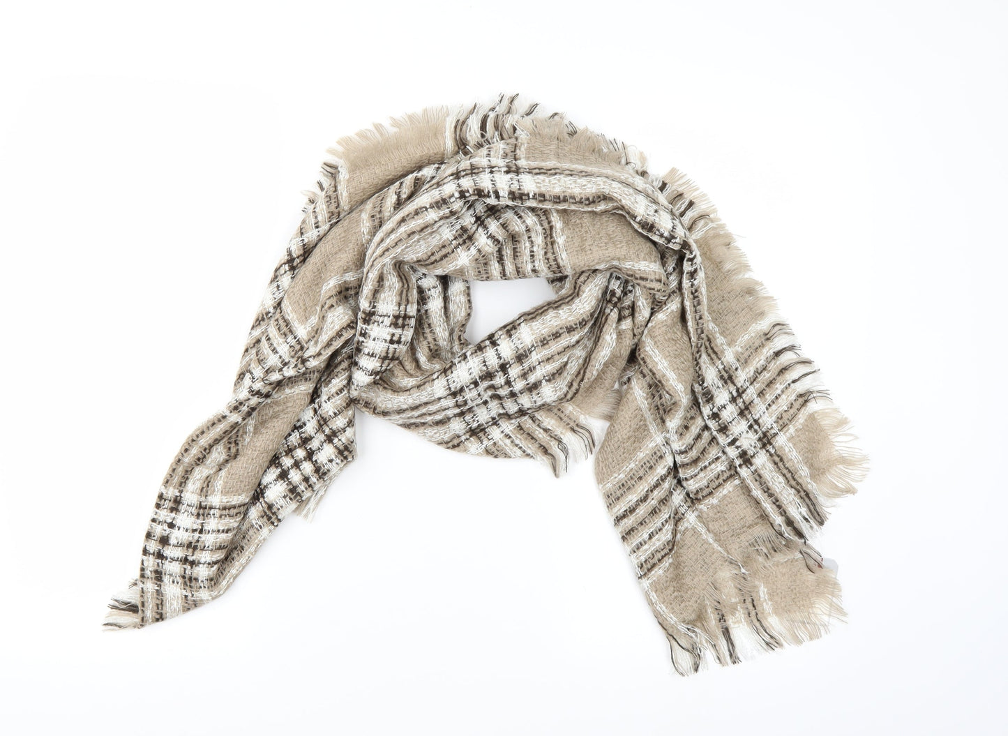 Luxe Womens Brown Check Scarf