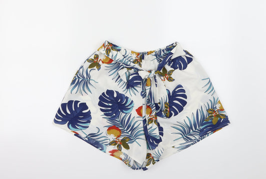Additional front view of Preworn women’s white floral paperbag shorts, size S