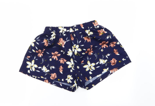 Preworn Womens Blue Floral Culotte Shorts Size 10