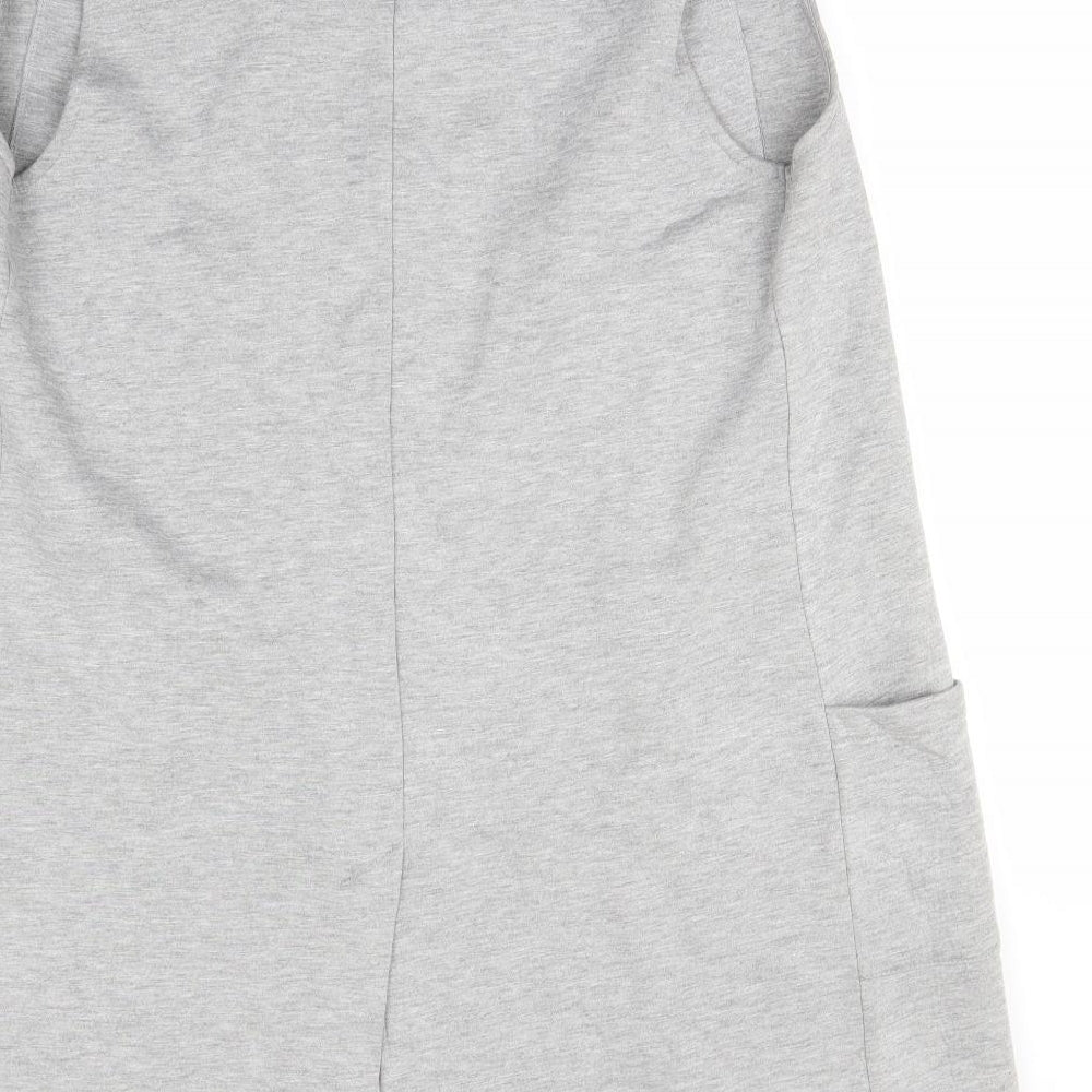 Brand and care label for A&G women’s grey cardigan jumper, size S