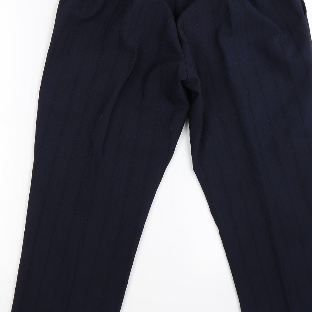 Preworn Womens Blue Striped Trousers Size 12 L24 in