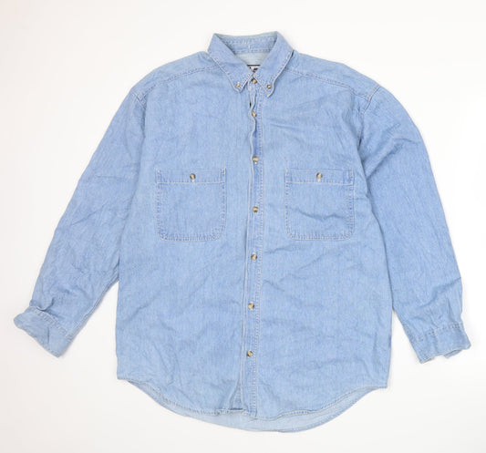 Zantos Mens Blue Button-Up Size M