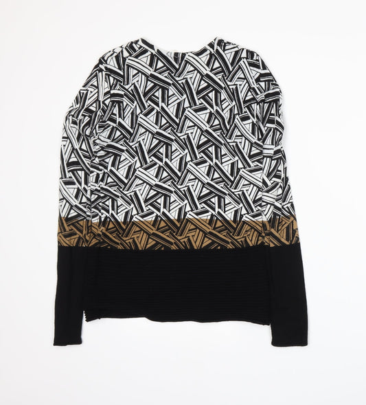 Preworn Womens Black Geometric Pullover Jumper Size 8