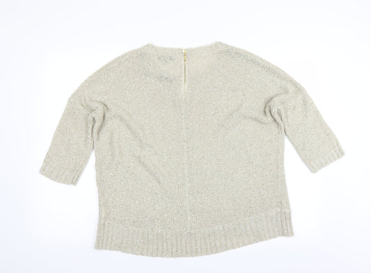 Warehouse Womens Gold Pullover Jumper Size 14 - sequin