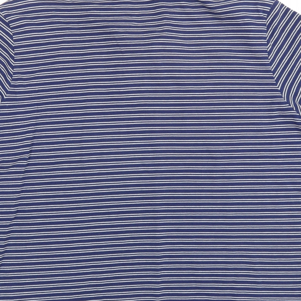 Marks and Spencer Mens Blue Striped Polo Size 18