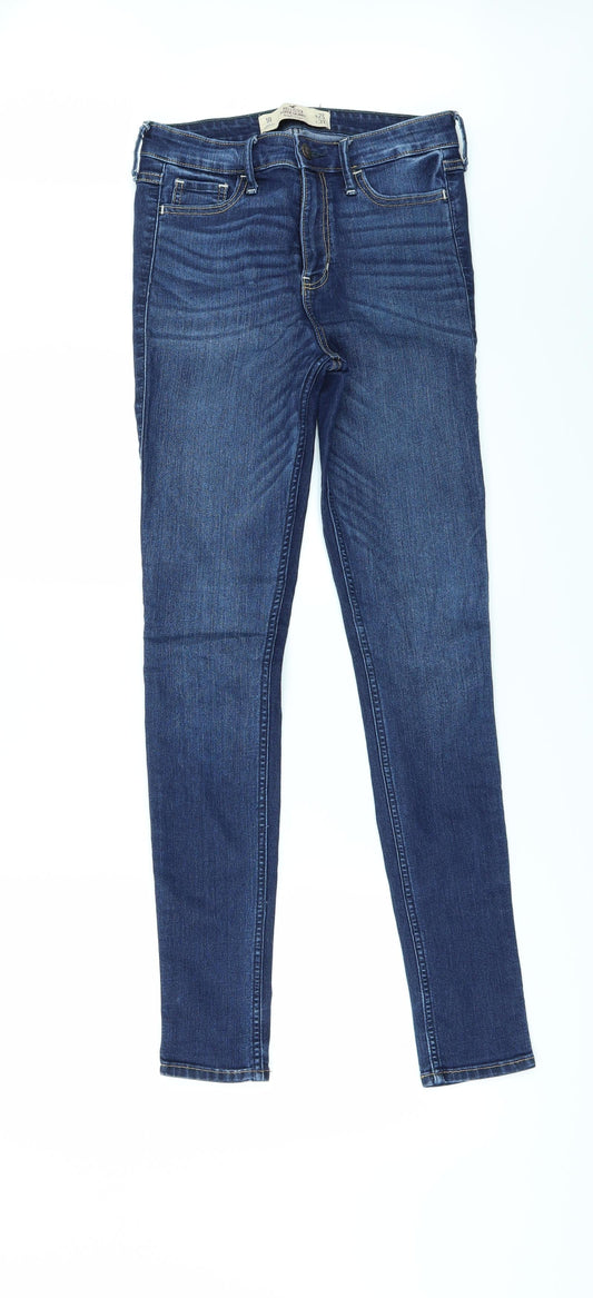 Additional front view of Hollister women’s black denim skinny jeans, size UK 25, in, 31-inch leg