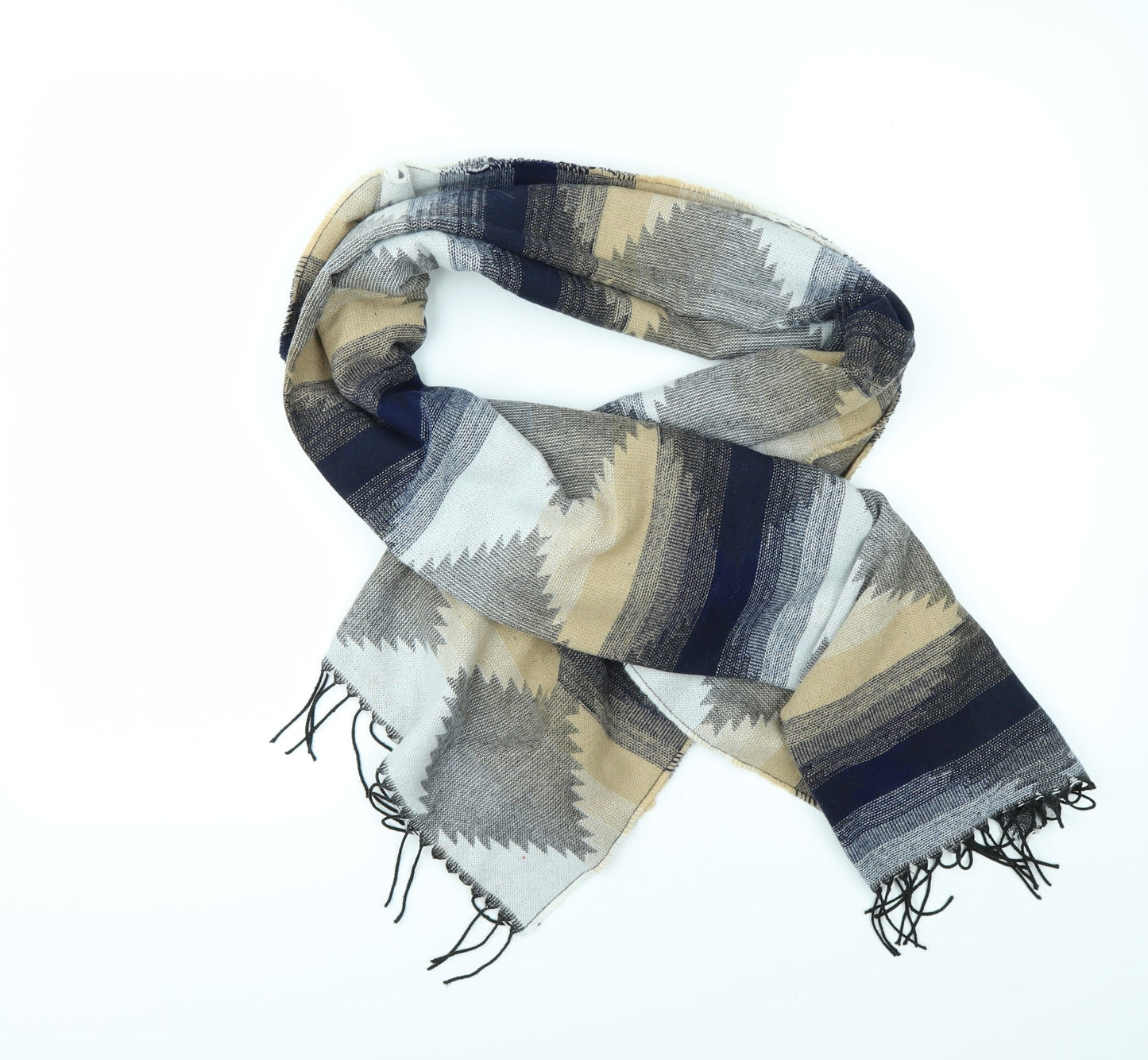 Front view of Preworn women’s multicoloured geometric scarf