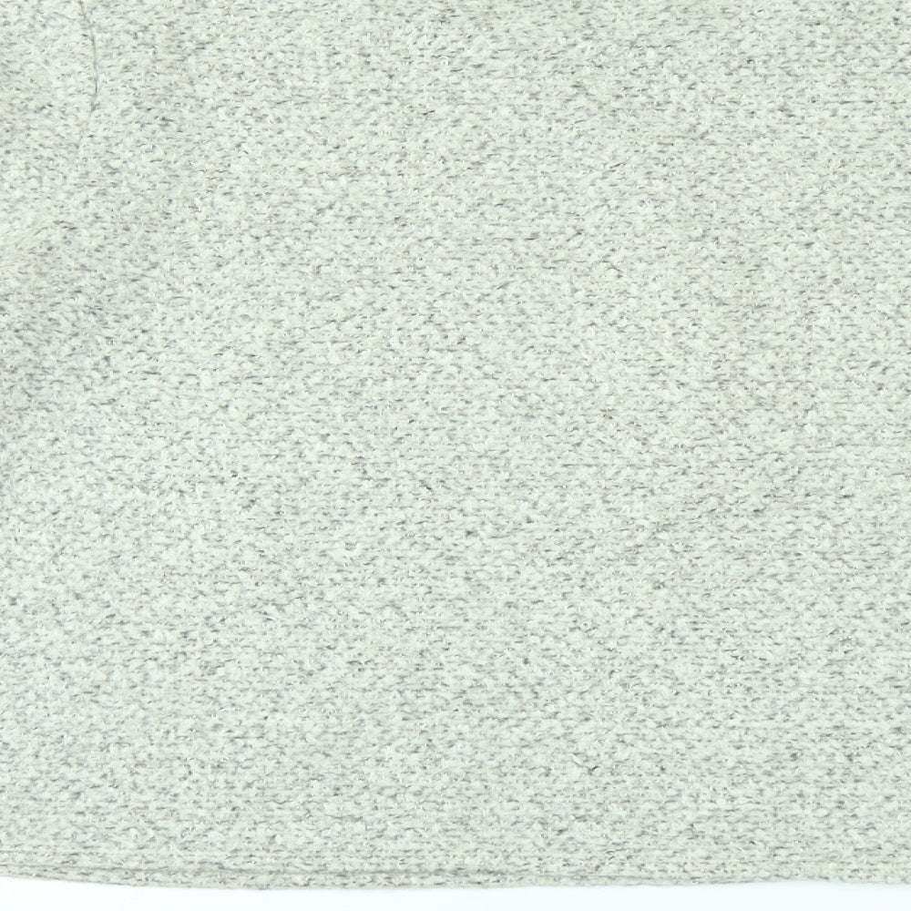 Brand and care label for Marks & Spencer women’s grey jumper, size UK 2, - flared sleeves