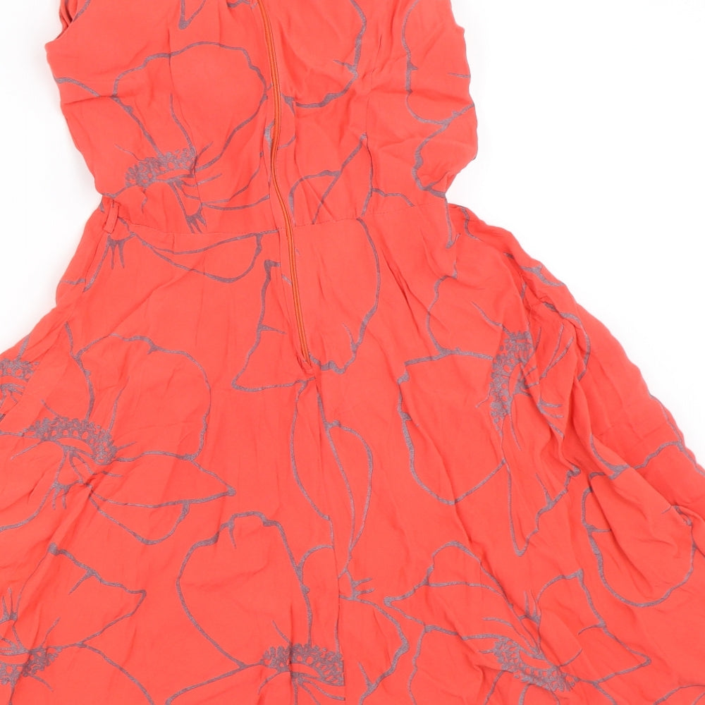 Apricot Womens Red Floral Skater Dress Size 8
