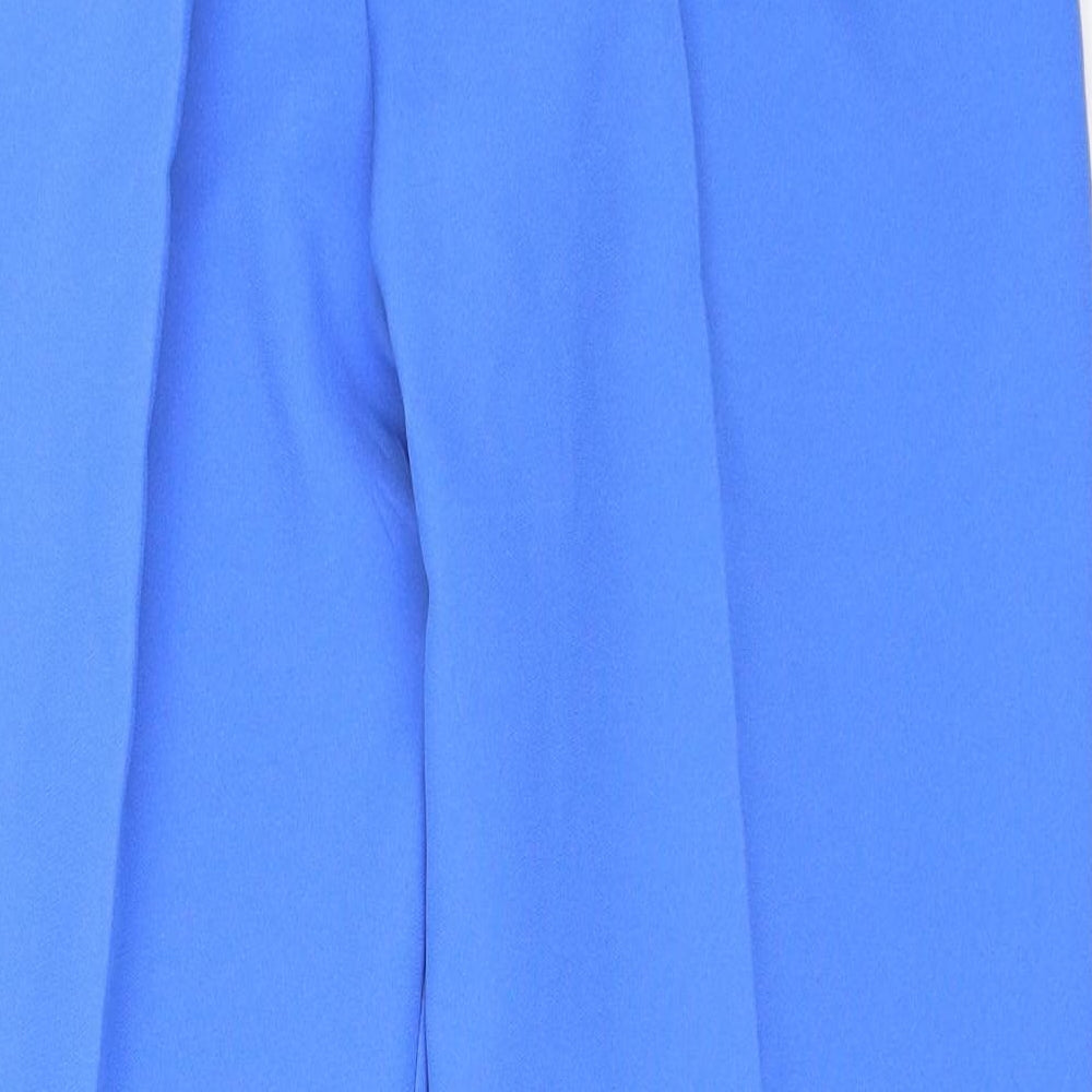 Brand and care label for Vagarro women’s blue trousers, size UK 44, 27-inch leg