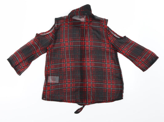 Miss Evie Girls Black Check Basic Button-Up Size 9 Years