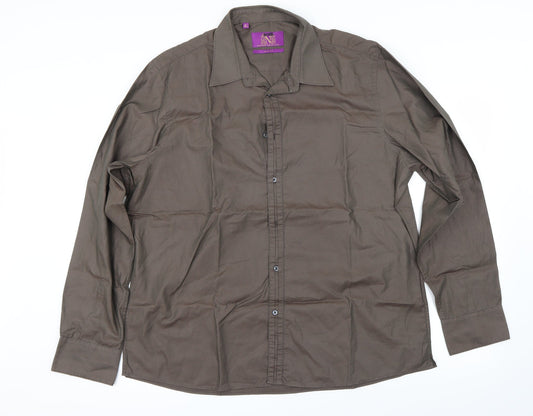 Next Mens Brown Button-Up Size 46