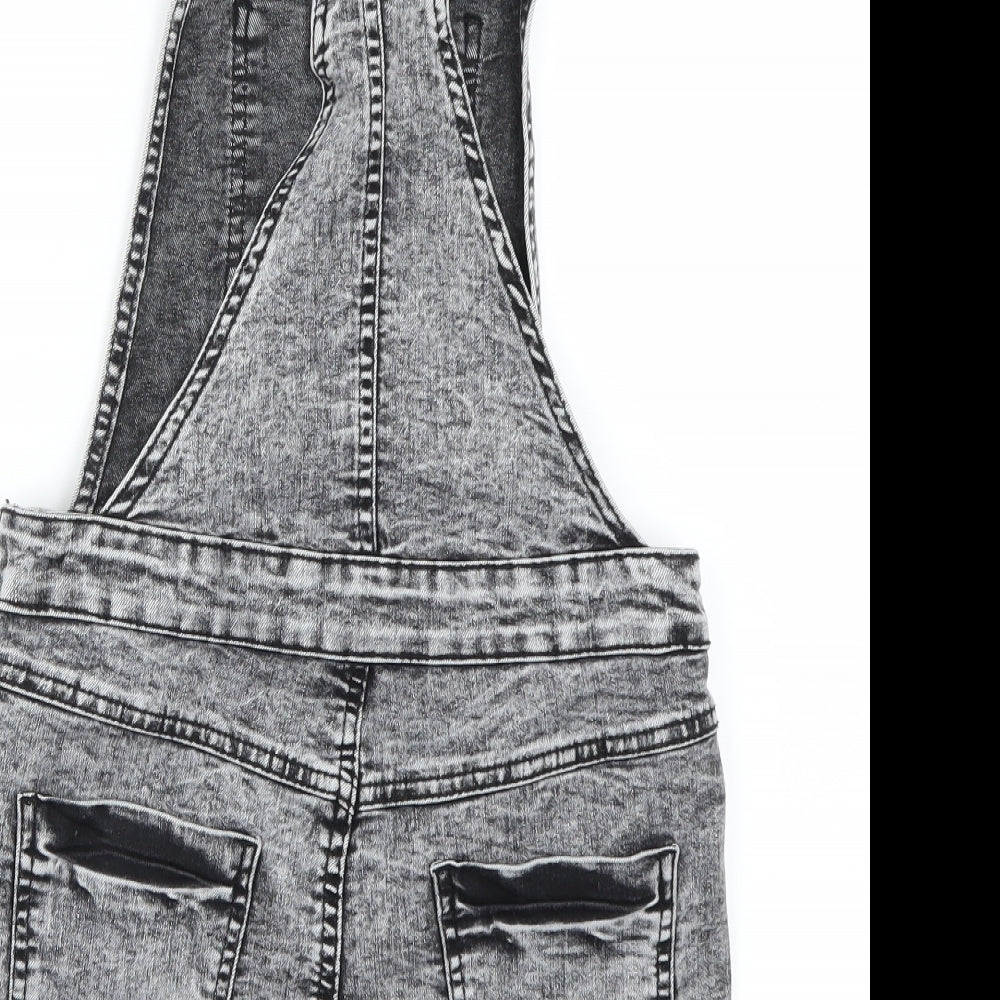 Brand and care label for 365 Denim girls’ grey jumpsuit one-piece, size 10-11, years