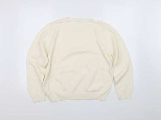 Berkertex Womens White Floral Pullover Jumper Size 16