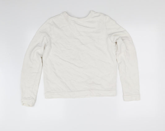 pimkle Womens White Pullover Sweatshirt Size M