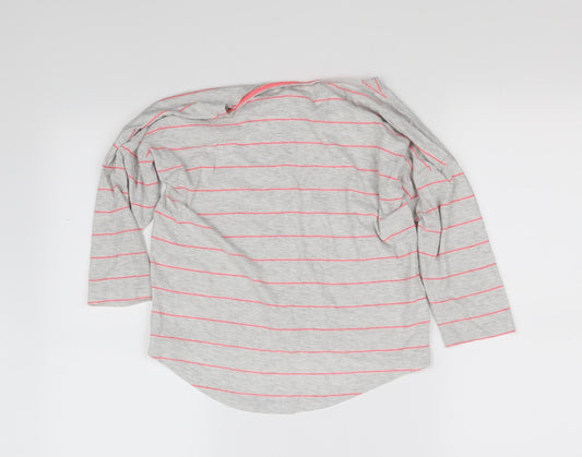 H&M Girls Grey Striped Basic T-Shirt Size 10-11 Years