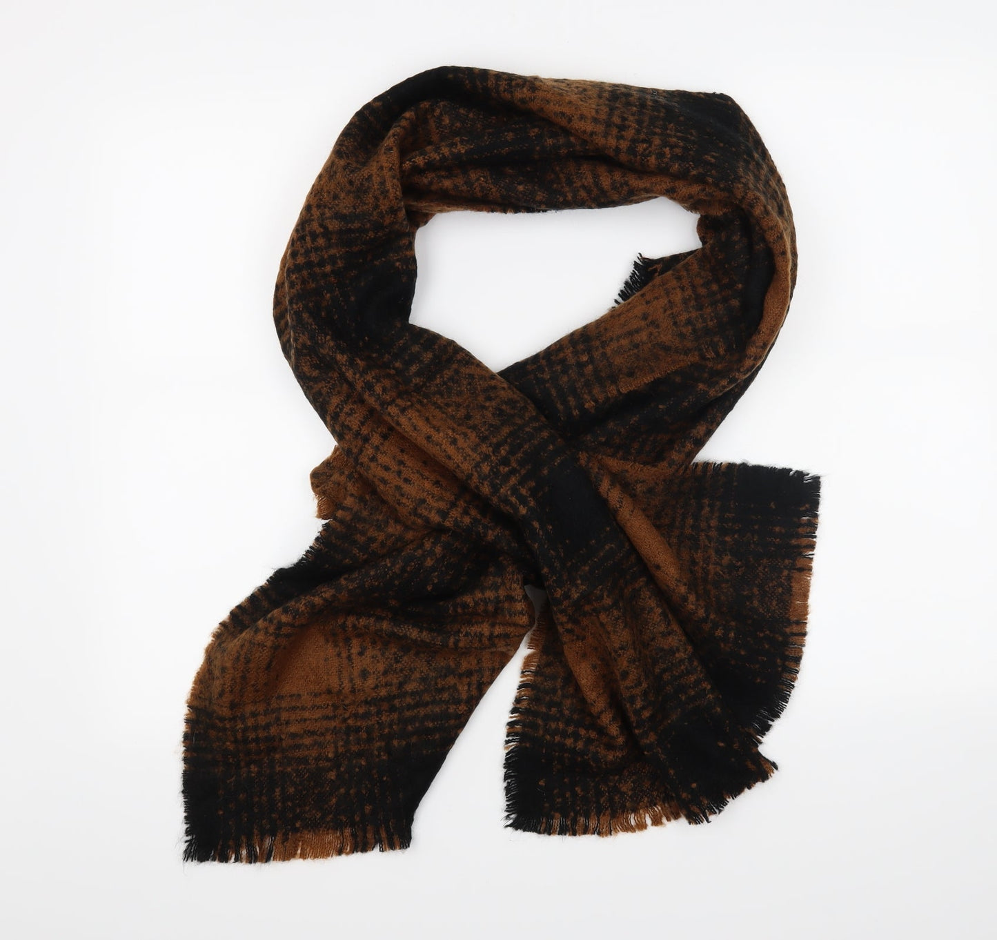 Front view of Preworn women’s orange check scarf