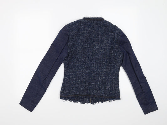 Stradivarius Womens Blue Geometric Jacket Blazer Size S
