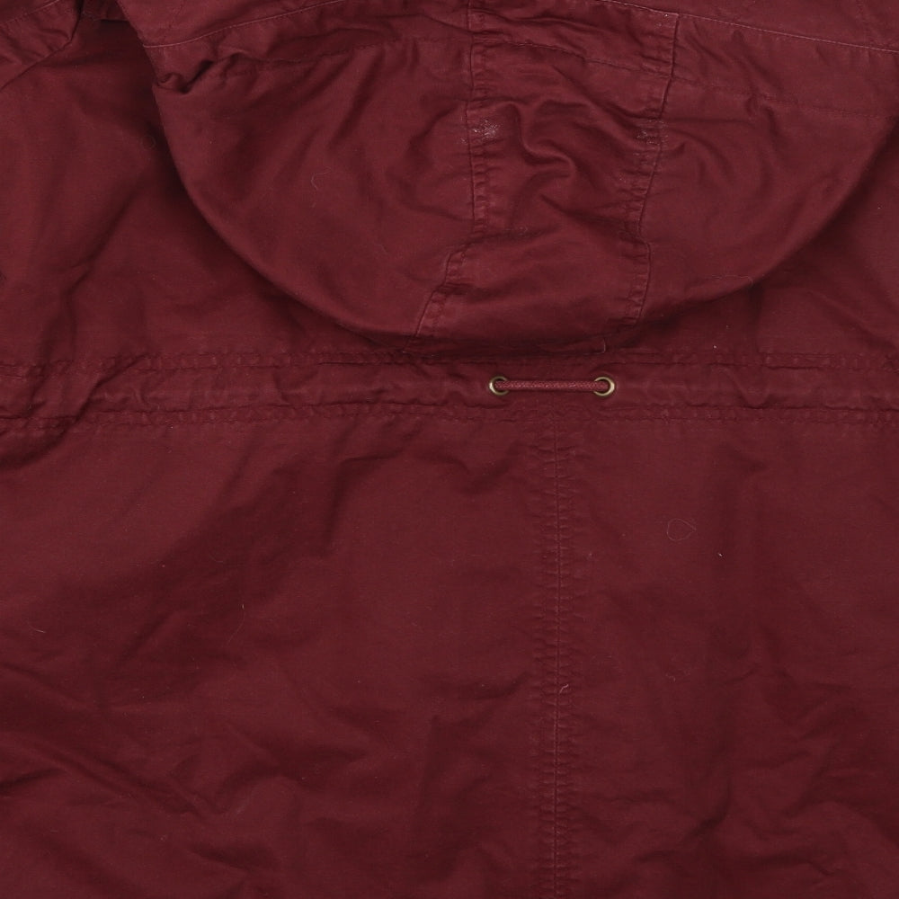 Brand and care label for H&M women’s purple jacket coat, size UK 8