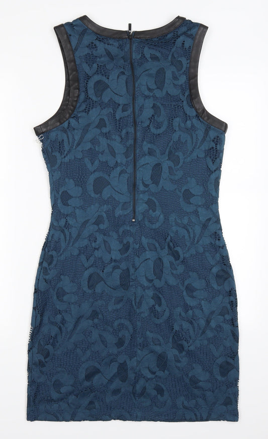 Tart Womens Blue Lace Pencil Dress Size L