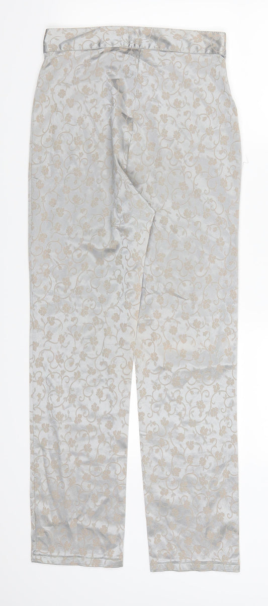 Preworn Womens Silver Floral Trousers Size 26 in L26 in
