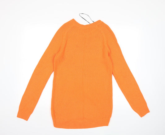 H&M Womens Orange Knit Pullover Jumper Size XS