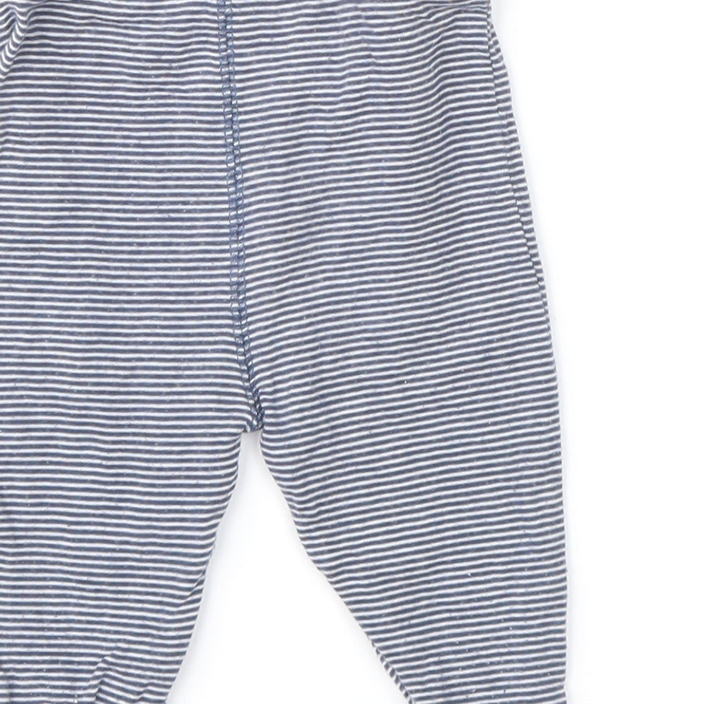 Brand and care label for Next Blue Striped Sweatpants Leggings, size 3-6, Months
