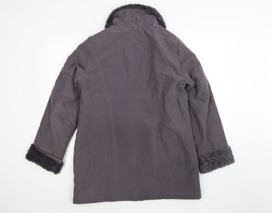 Bonmarché Womens Grey Velour Windbreaker Coat Size XS