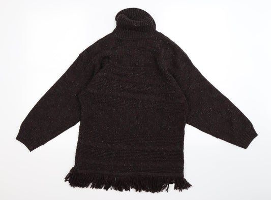 the only Womens Brown Knit Pullover Jumper Size S - tassle hem