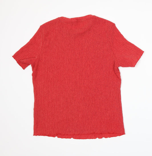 Marks and Spencer Womens Red Basic T-Shirt Size 14