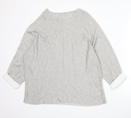 Cotton Traders Womens Grey Knit Pullover Jumper Size 18