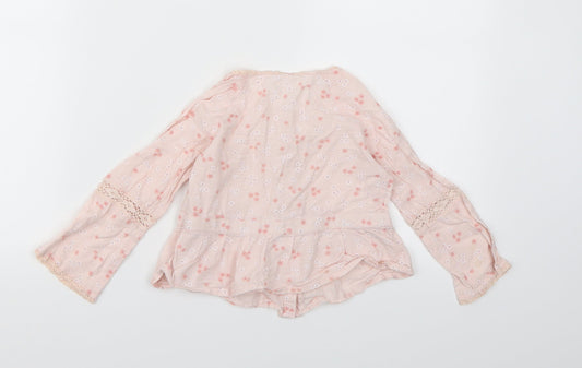 Mayoral Girls Pink Floral Basic Blouse Size 3 Years