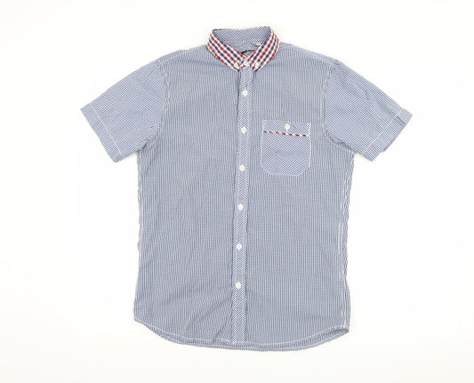 Twisted Soul Mens Blue Check Button-Up Size S