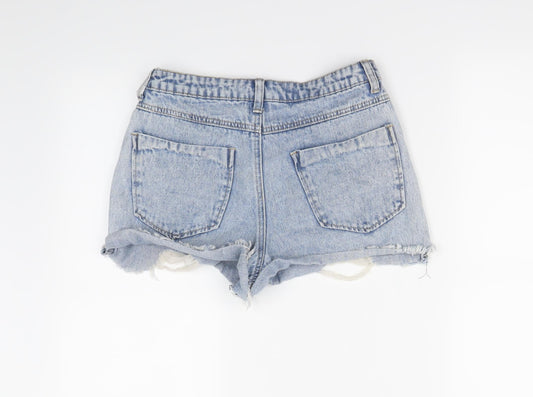 Boohoo Womens Blue Cut-Off Shorts Size 10