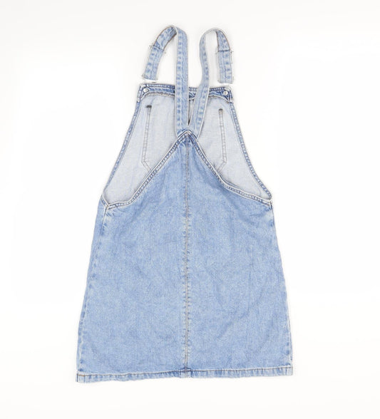 Topshop Womens Blue Denim Pinafore/Dungaree Dress Size 6