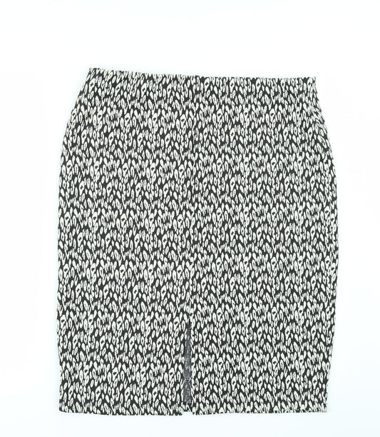 Marks and Spencer Womens Black Geometric A-Line Skirt Size 6