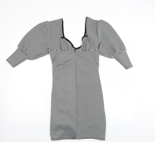 Another Reason Womens Black Striped Bodycon Size 12