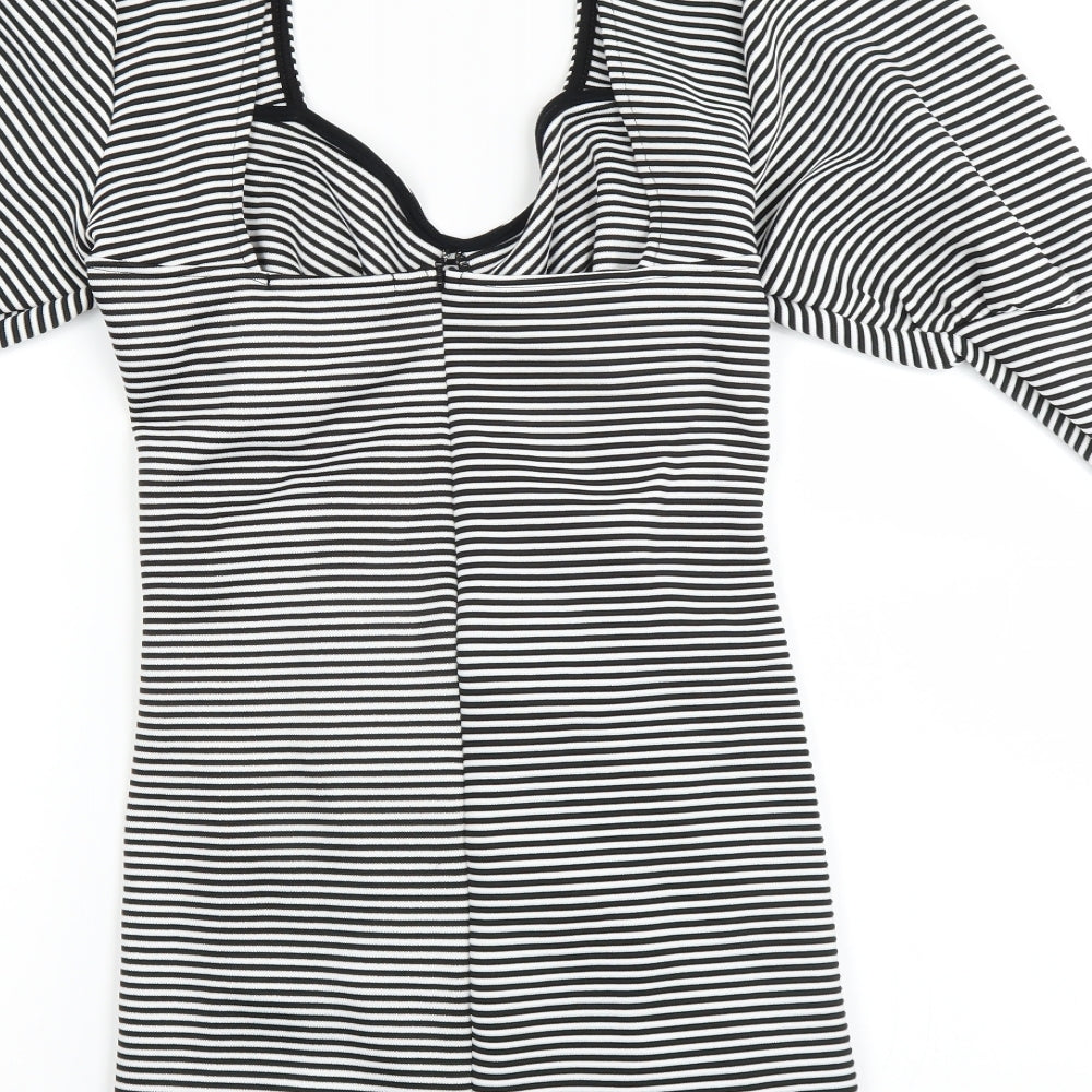 Another Reason Womens Black Striped Bodycon Size 12