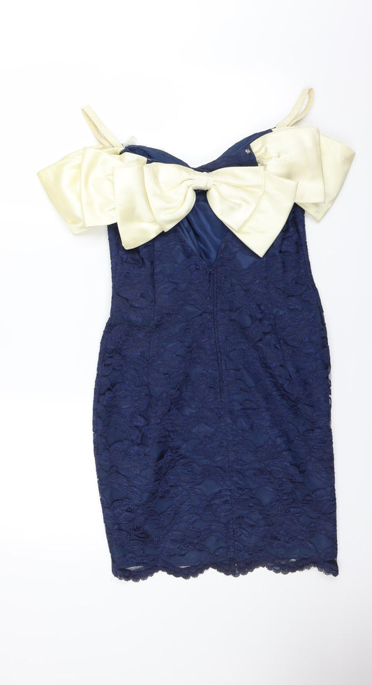 Roberta Womens Blue Floral Mini Size S