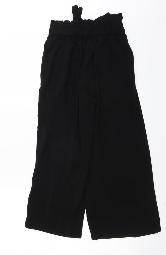 New Look Womens Black Cropped Trousers Size 6 L22 in - WIDE LEG