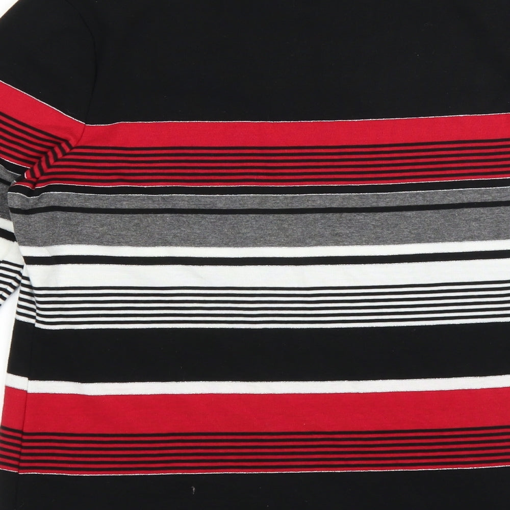 Bm Casual Womens Black Striped Basic T-Shirt Size M