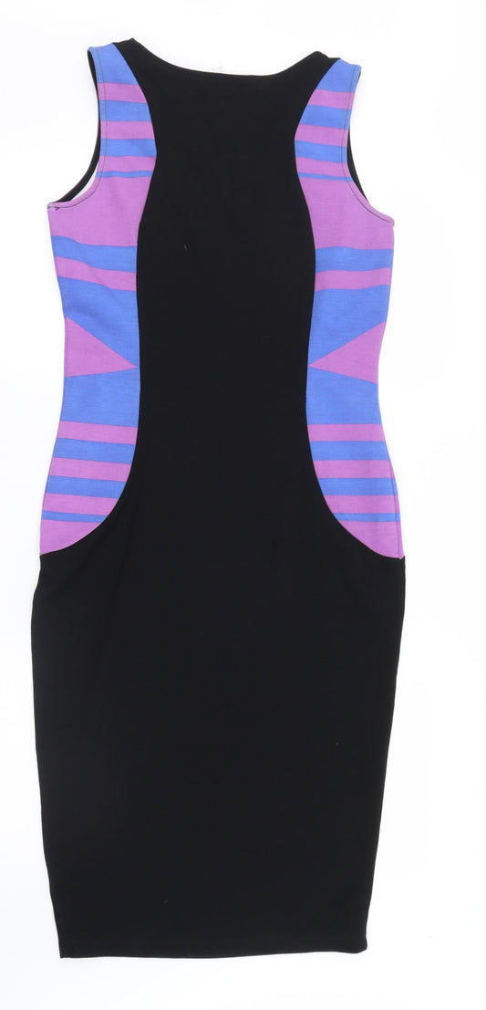Love Label Womens Black Striped Shirt Dress Size 10