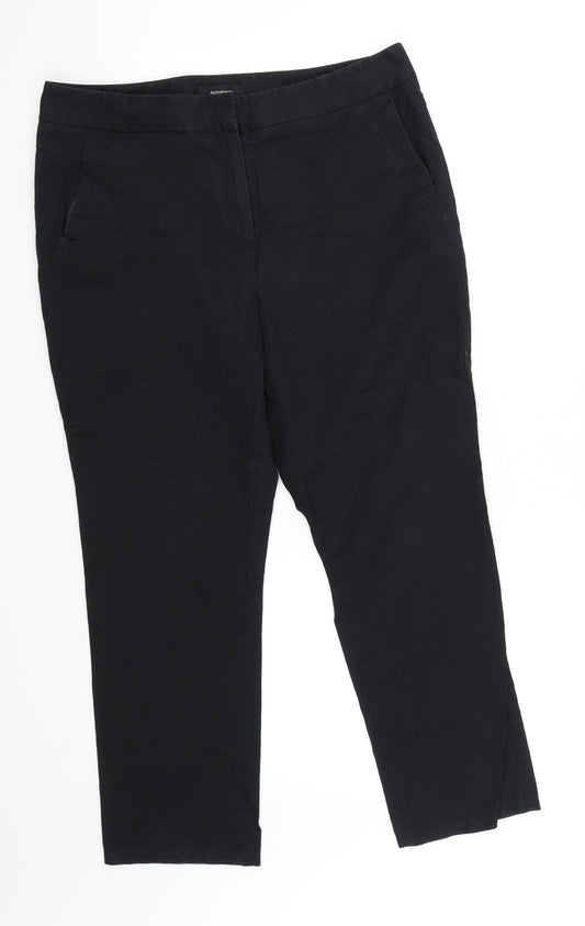Marks and Spencer Womens Black Chino Trousers Size M L26 in
