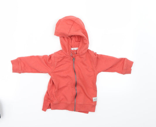 Preworn Boys Red Full Zip Jumper Size 9-12 Months