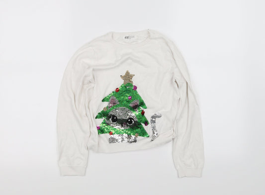 H&M Girls White Basic T-Shirt