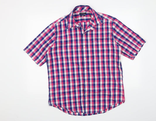 TAILORBYRD Mens Pink Check Button-Up Size L