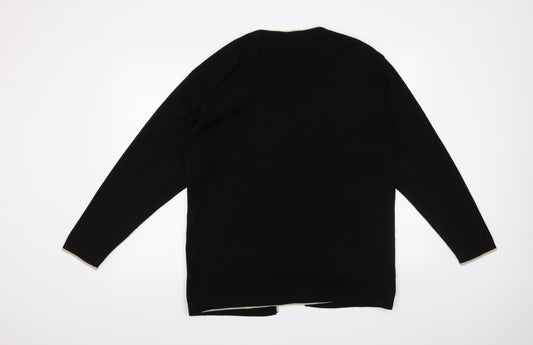 Akal Collection Womens Black Floral Henley Jumper Size S