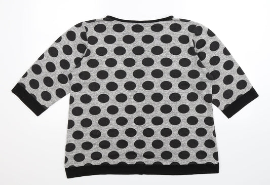 Luca Vanucci Womens Grey Polka Dot Pullover Jumper Size S