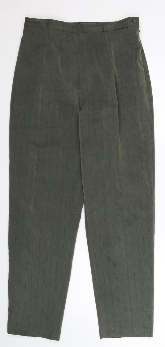 Preworn Womens Grey Striped Trousers Size 14 L31 in